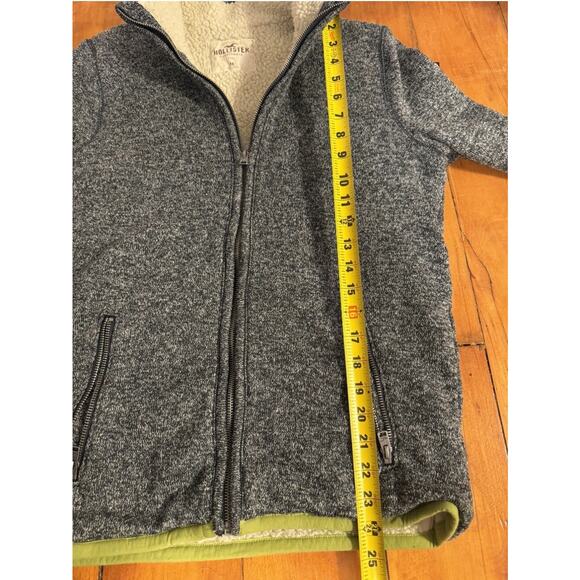 Hollister by Abercrombie Men Sherpa Lined Full Zip Sweater Size Medium Y2K - Picture 9 of 10